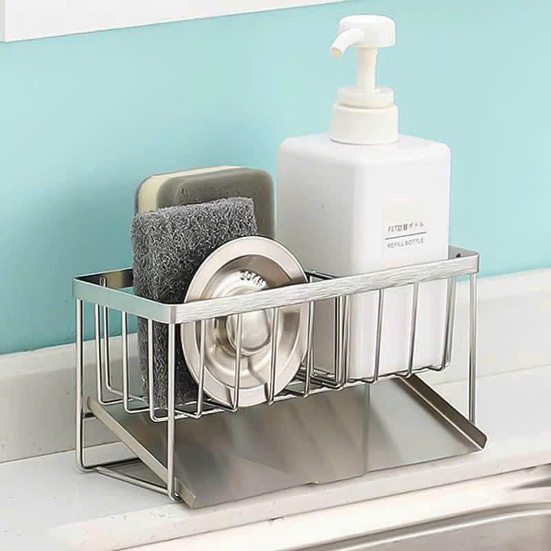 Khay đựng để vật dụng rửa chén bát bằng inox 304 không gỉ thiết kế 2 ngăn có khay thoát nước tiện dụng
