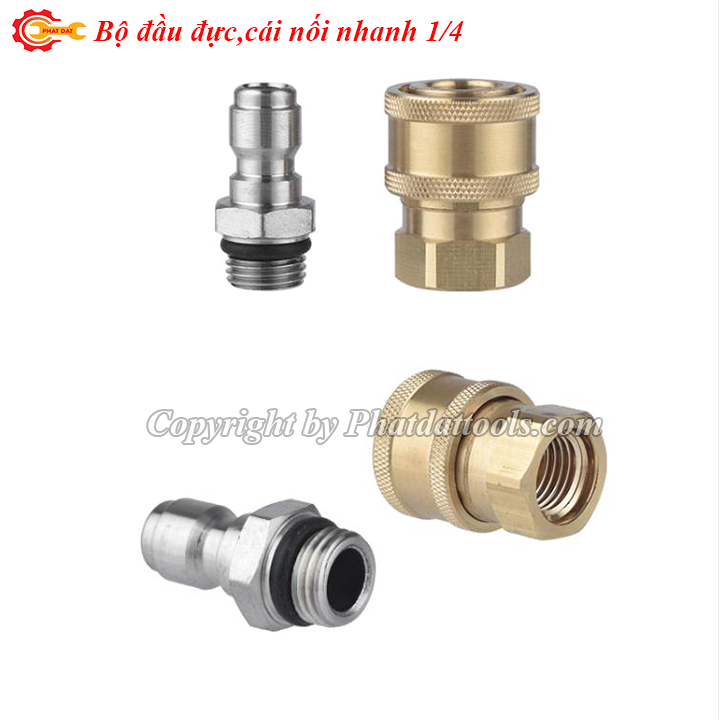 Bộ đầu đực-cái nối nhanh 1/4 ren 14mm
