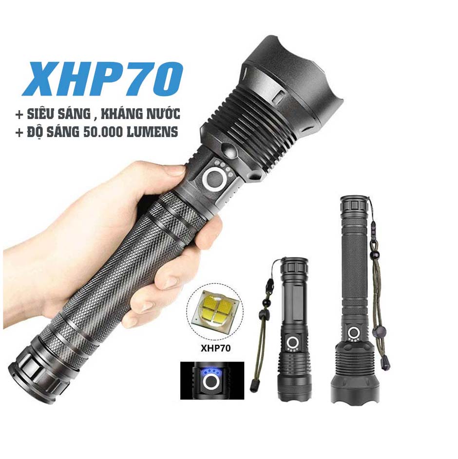 Đèn pin Siêu Sáng XHP70 pin Trâu cáp Type-C ( chuẩn loại 1 )