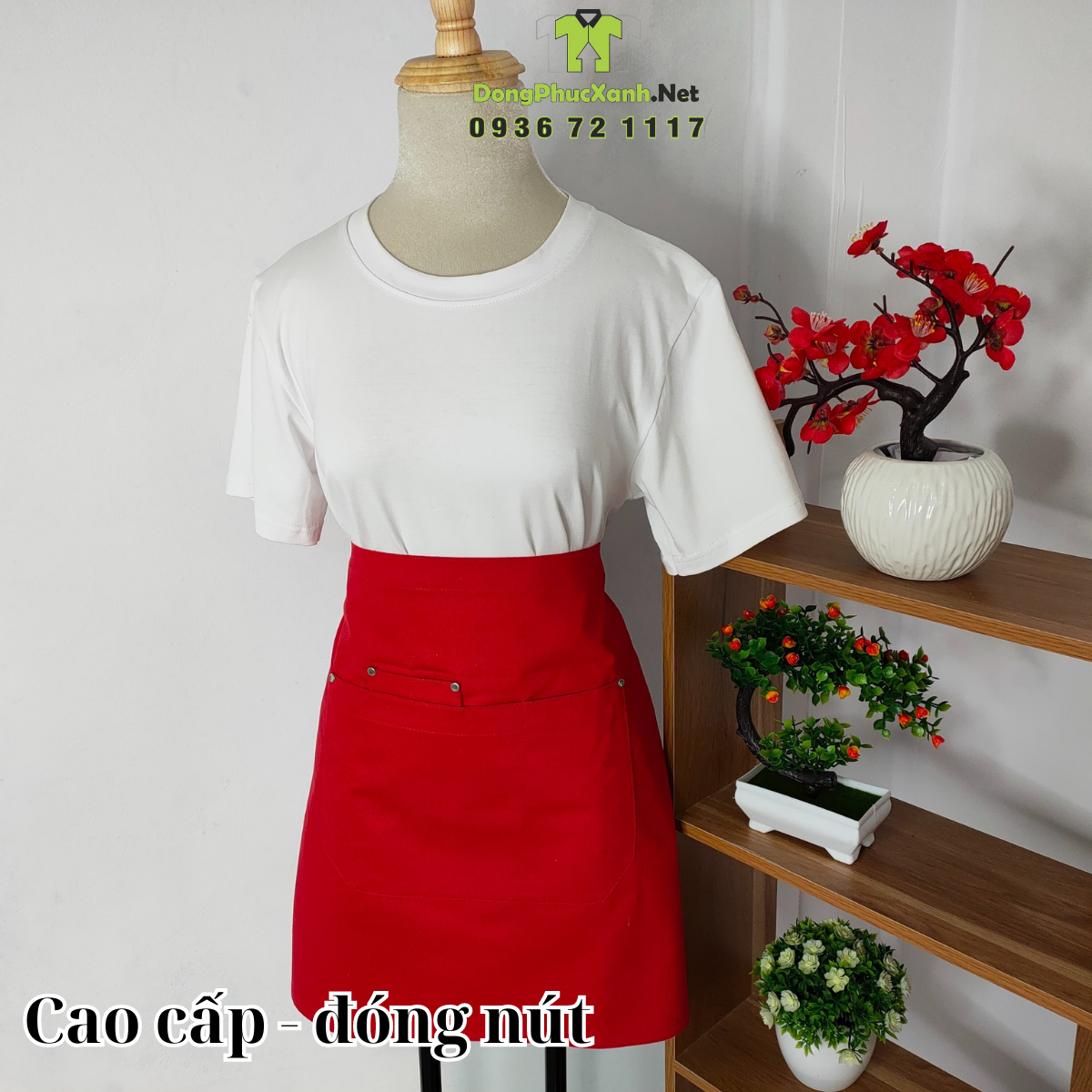 Tạp dề màu Đỏ Đô Hàng Cao Cấp