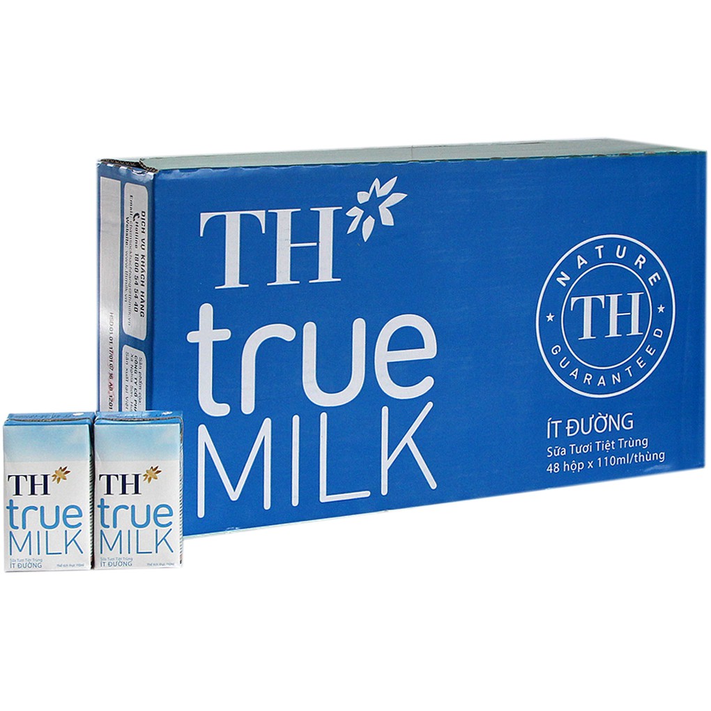 Lốc 4 hộp sữa th true milk ít đường 110ml