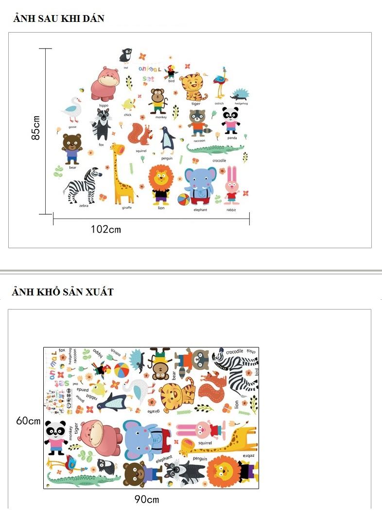 Decal dán tường Vườn thú tiếng anh mới- T19- vivadecal