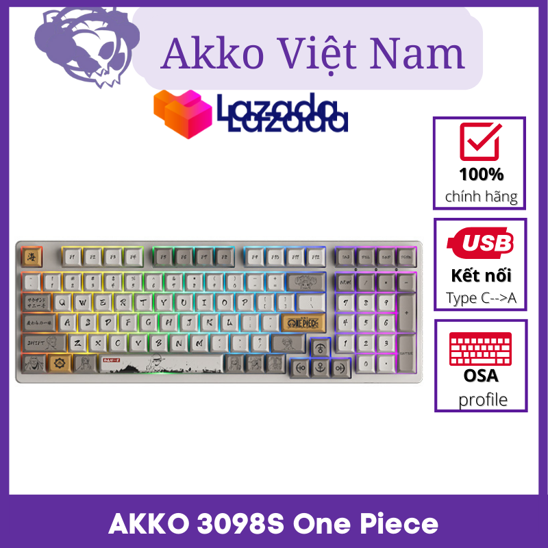 Bàn phím cơ AKKO 3098S One Piece (Hotswap / RGB / Foam tiêu âm / AKKO CS Jelly sw)