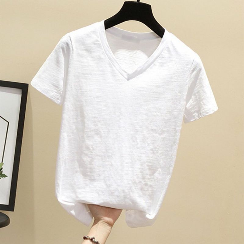 Áo thun xược cotton nữ cổ tim