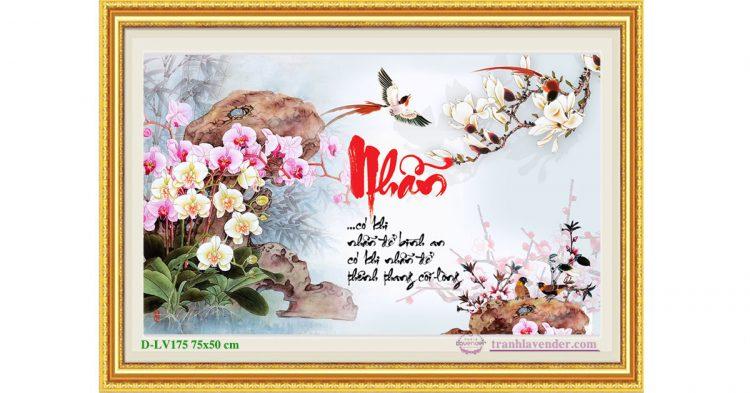 Tranh đính đá chữ nhẫn_lv175_75 *50 cm