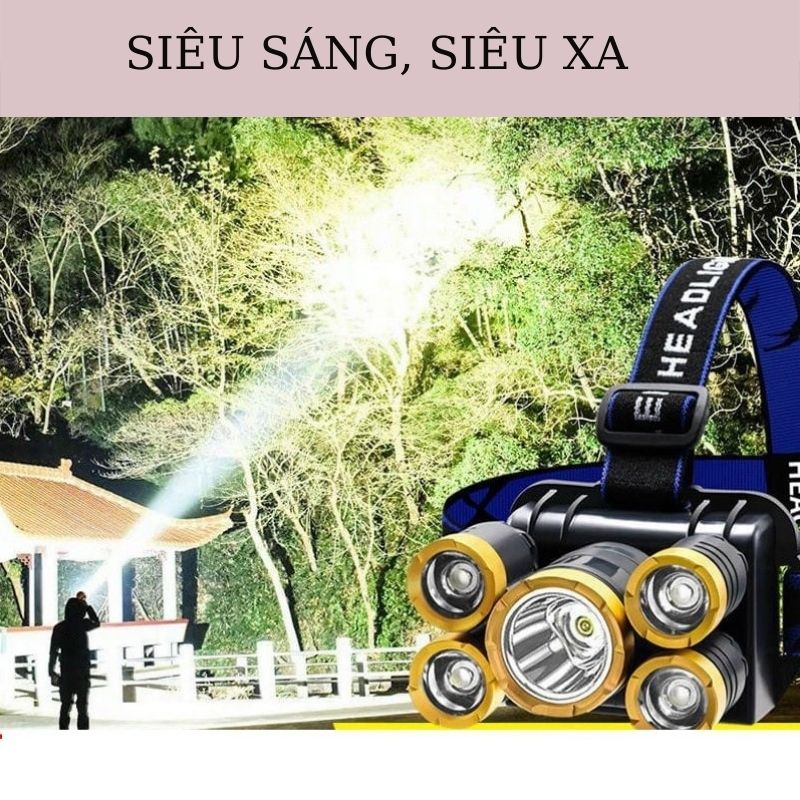Đèn pin đội đầu 5 bóng, 3 bóng, 1 bóng