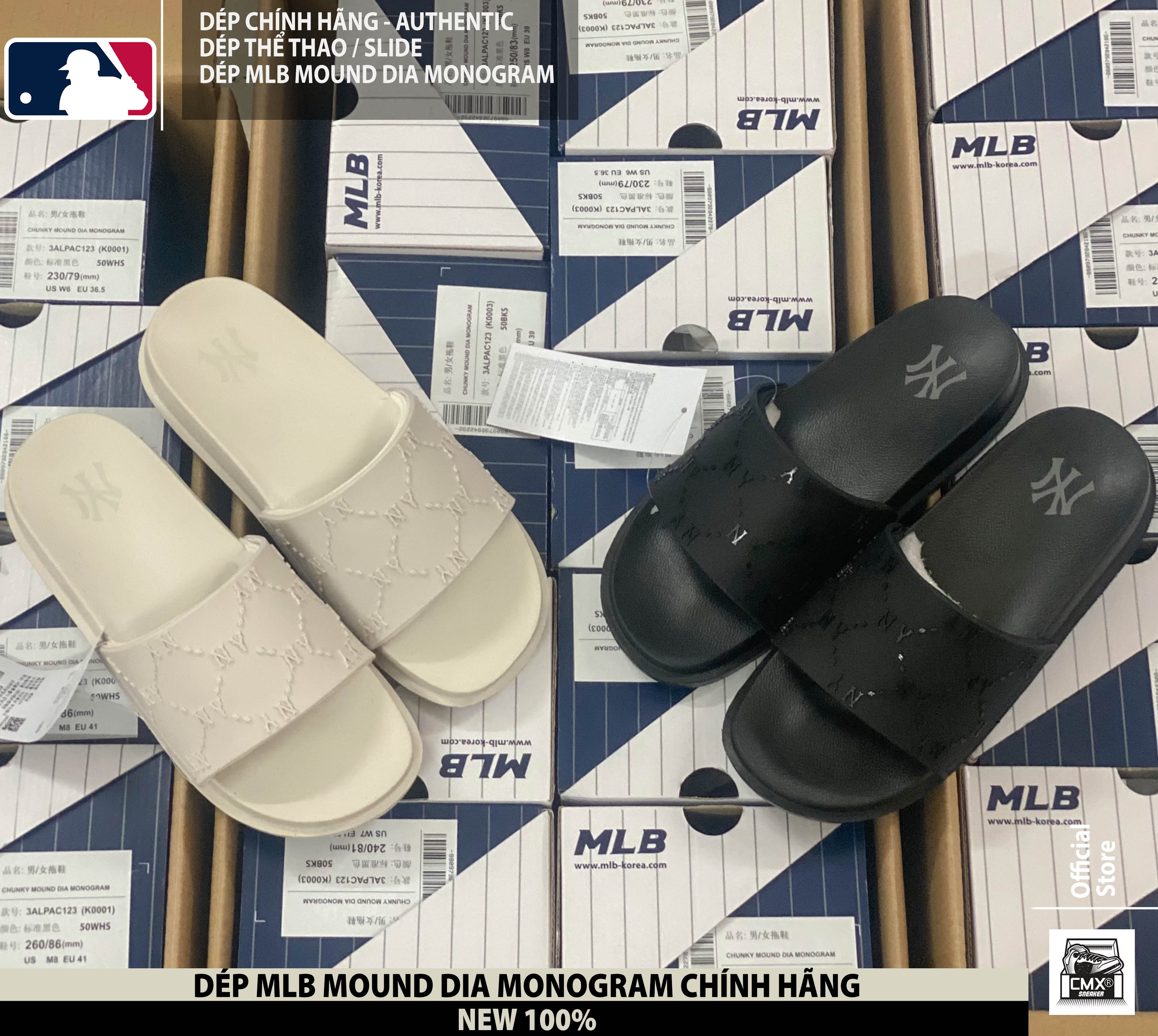 😘 [ HÀNG CHÍNH HÃNG CÓ SẴN CẬP NHẬT THƯỜNG XUYÊN ] Dép MLB CHUNKY MOUND DIA MONOGRAM - REAL AUTHENTIC 100%