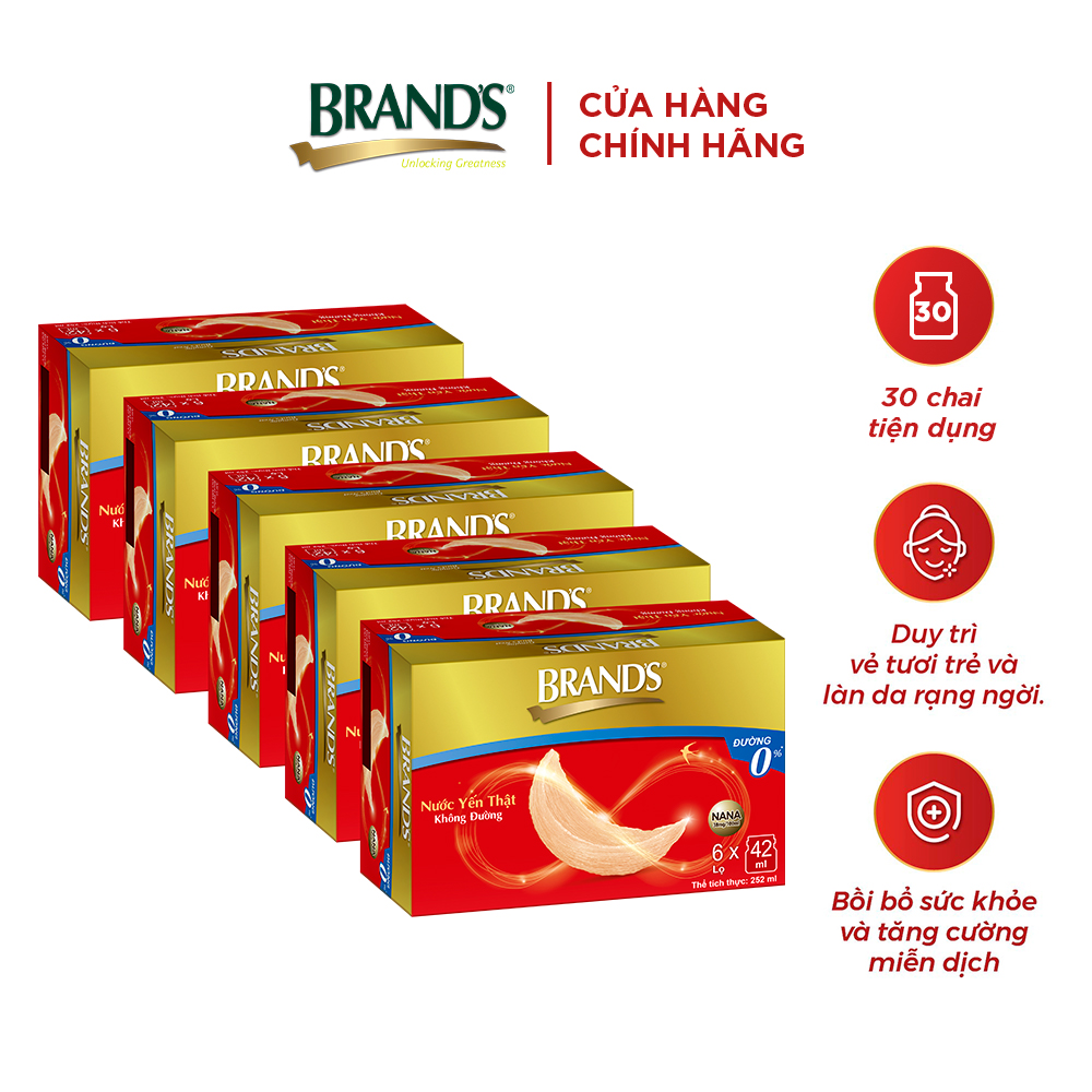 [Giao hàng 2h] Combo 5 Nước yến thật BRAND'S Không Đường (42 ml x 30 lọ)