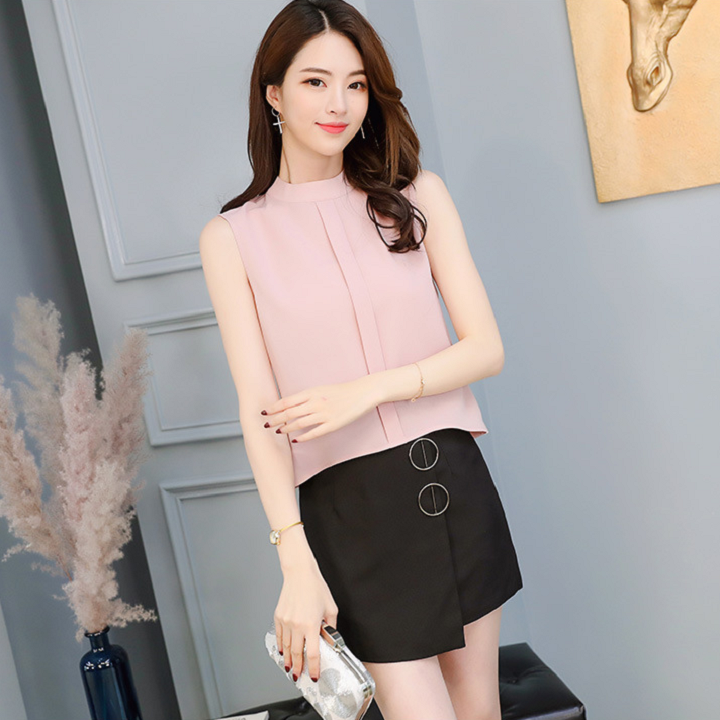 ÁO NỮ KIỂU CỔ TRÒN TAY SÁT NÁCH NHÚN ĐUÔI