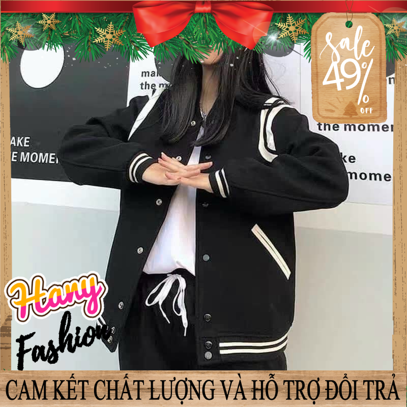 Áo khoác áo bomber unisex đen phối sọc trắng THE BAD GOD sang trọng cá tính - Áo bomber teddy đen BB06 || Hany Shop