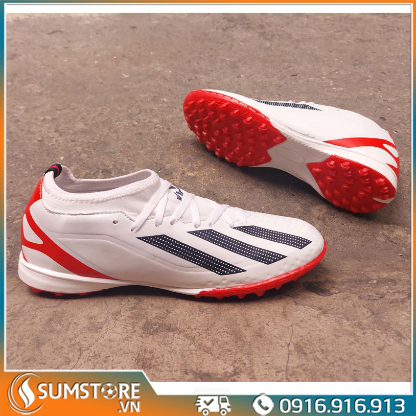 Giày Đá Bóng Nam Nữ Winbro Cổ Thun Trắng Đỏ Cực Chất - Giày Đá Banh Mới 2024 (Tặng Kèm Vớ)