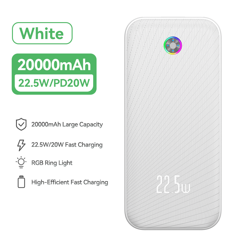 Sạc dự phòng Power bank Rocoren PD35W 30000mah pin dự phòng màn hình Led tích hợp tích hợp 2 đầu sạc tiện dụngthích với TypeCiPhone