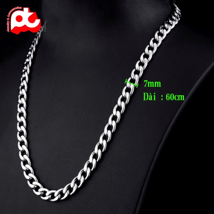 Dây chuyền nam inox thời trang kiểu bông dừa trangsucinoxtitanpt kích cỡ 2mm màu trắng thép không gỉ TTDCNA51