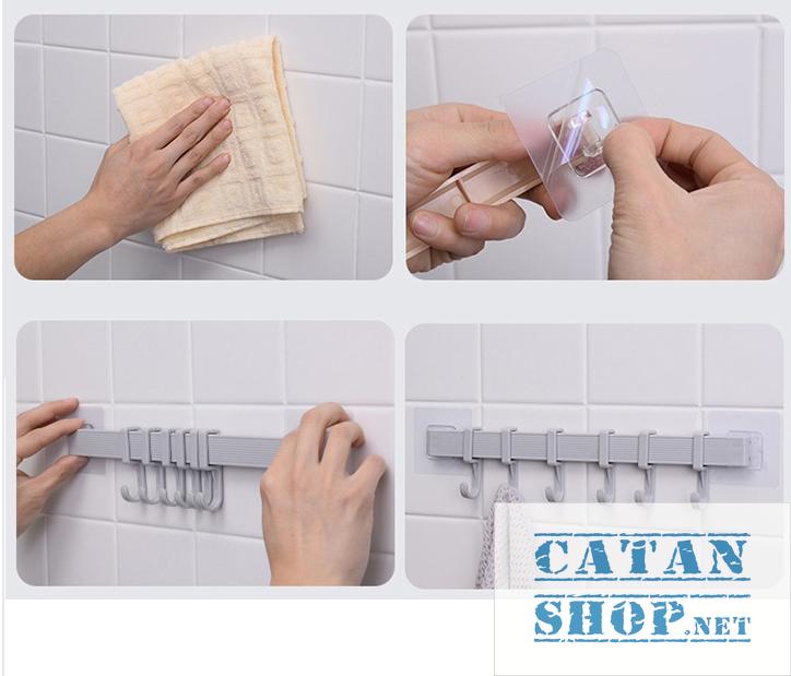[HCM]Thanh treo đồ dán tườngtủ quần áo nhà bếp có 6 móc chịu lực tiết kiệm diện tích (giao màu ngẫu nhiên)GD263-MTSC-Thanh