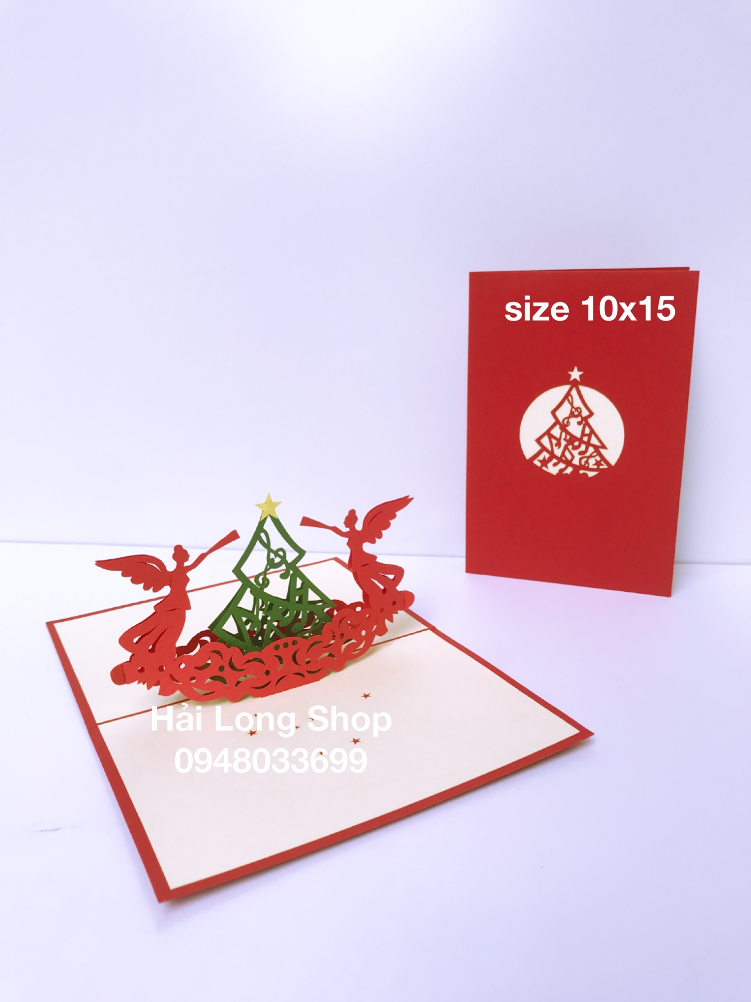 Cây Thông 19 ( 2 thiên Thần ) - Noel - Thiệp 3D