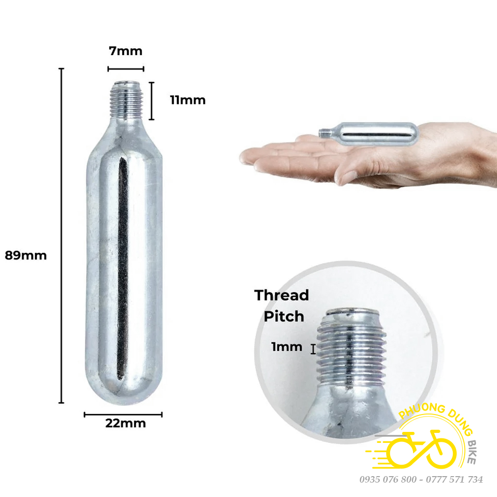 Bình khí nén CO2 bơm hơi xe đạp 16G