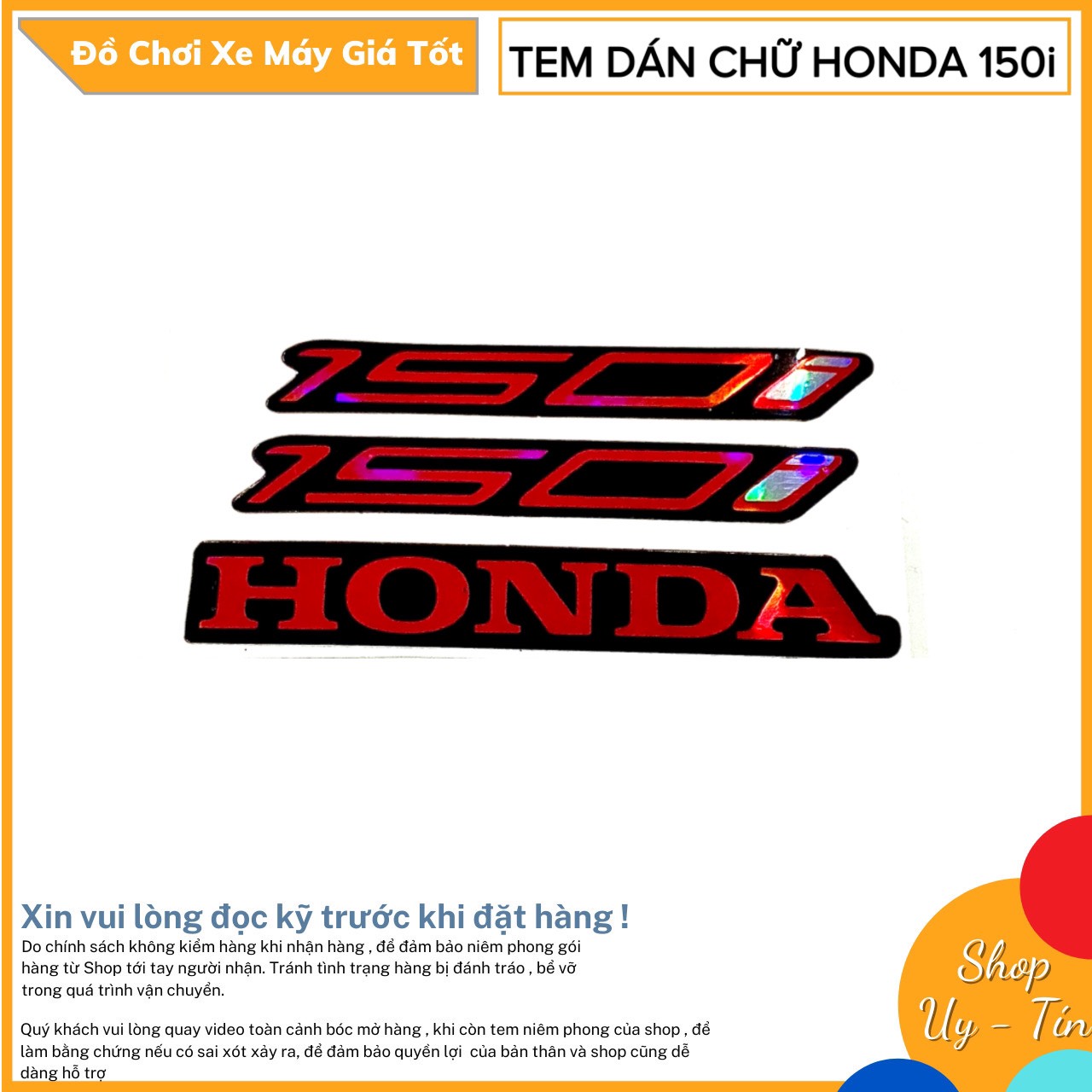 SET TEM DÁN XE MÁY CHỮ HONDA 150I ( 3 CHỮ )