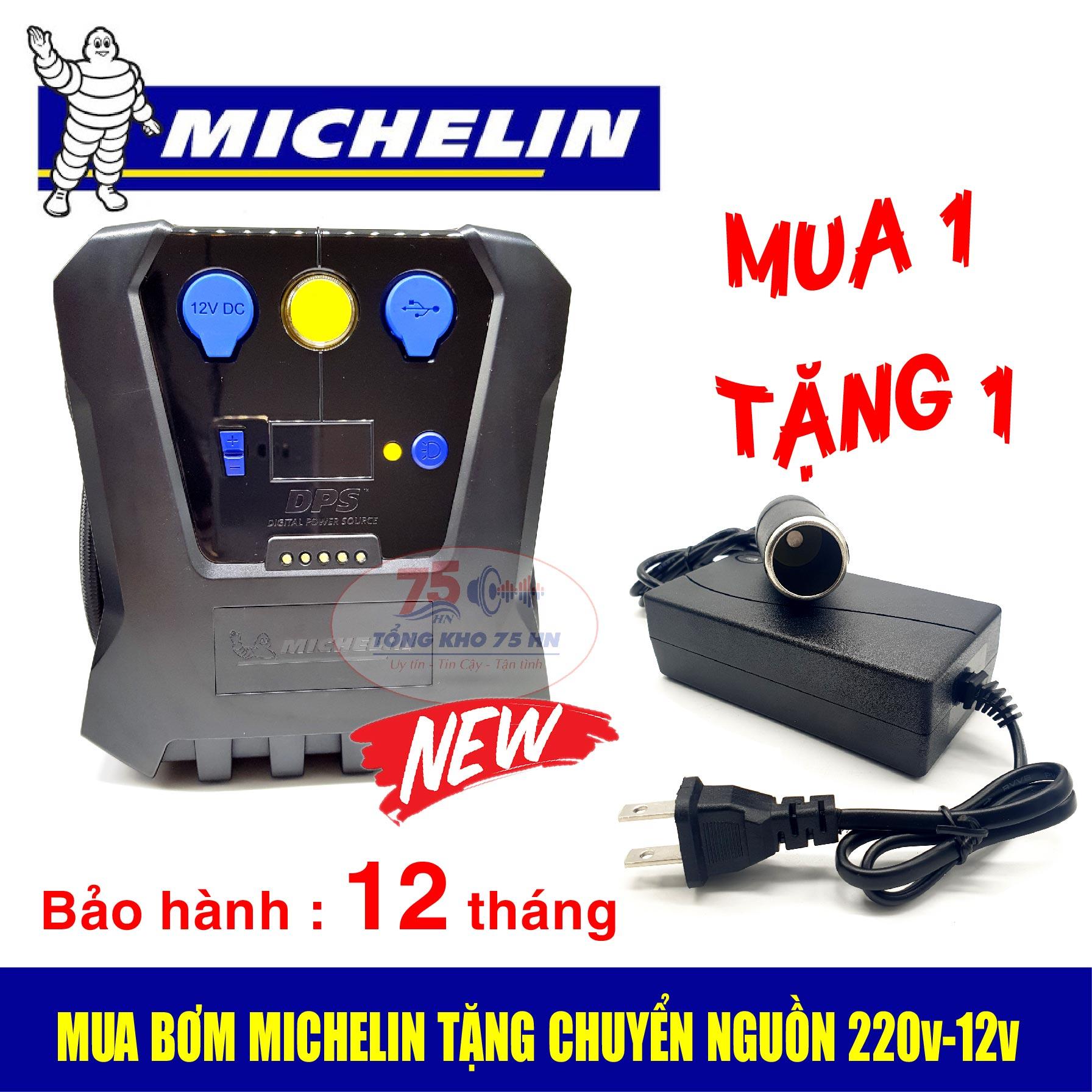 Bơm lốp tự ngắt Michelin 12266 Model mới nhất - BH 12 tháng - Tặng chuyển nguồn 220v-12v