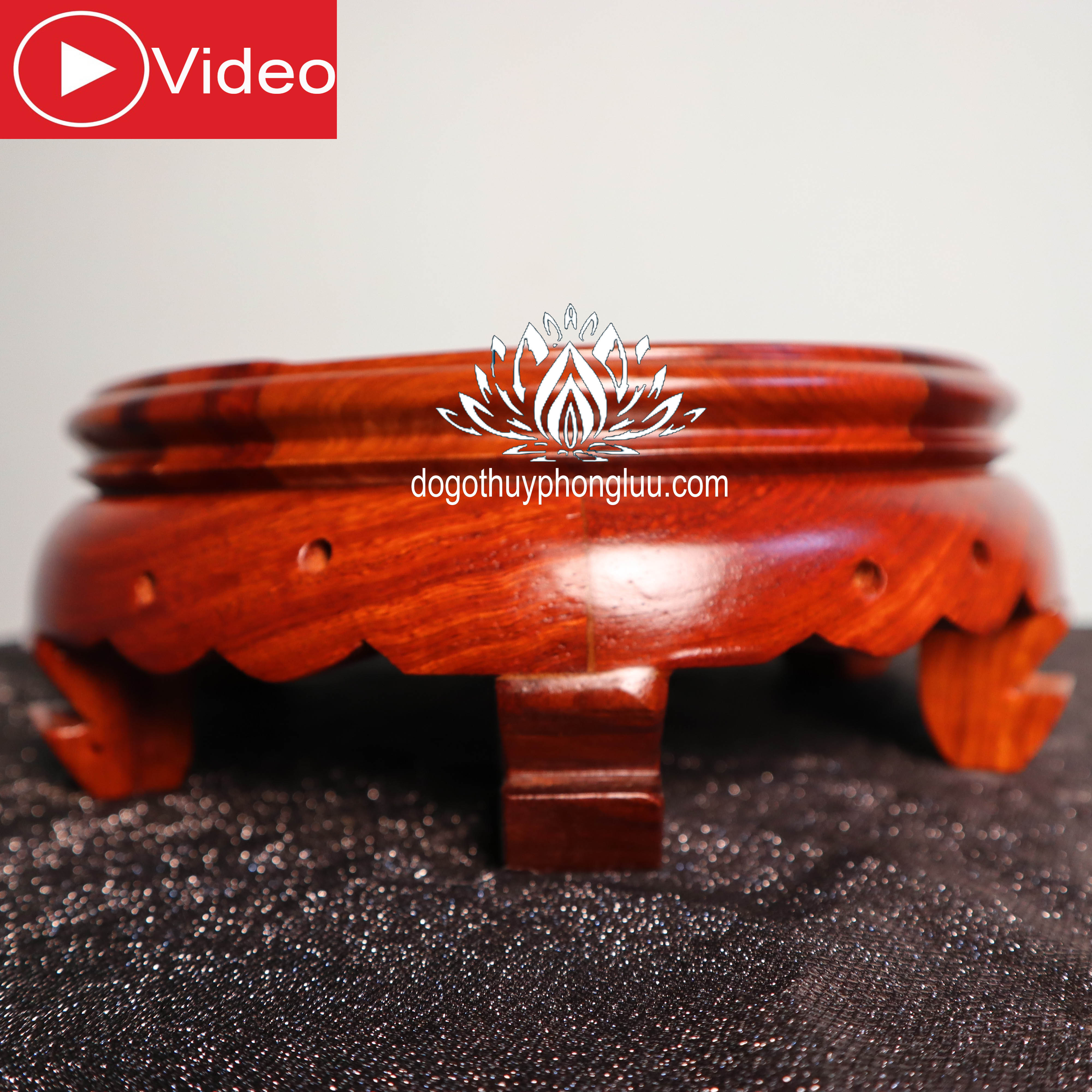 Kỷ tròn chân đế bát hương đôn tròn gỗ hương cao 9cm cỡ mặt từ 14 đến 30cm