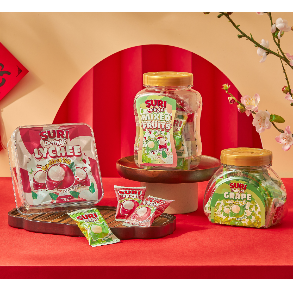 Tet Candy Suri Delight Mix Fruit Flavor Peach Mango 150g