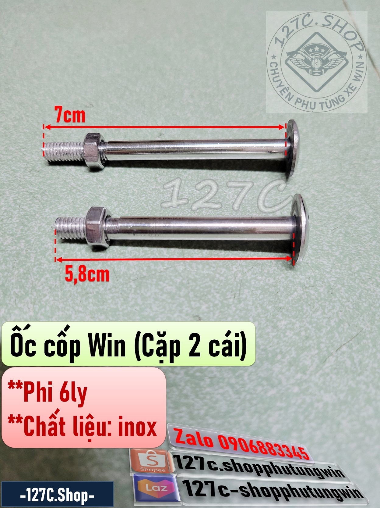 [HCM] Cặp ốc Cốp Win 100 Win 125 inox (Cặp 2 cái)