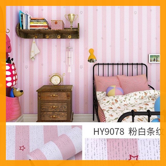 Giấy Dán Tường Sẵn Keo Dọc Hồng Sao (10m x 45cm)