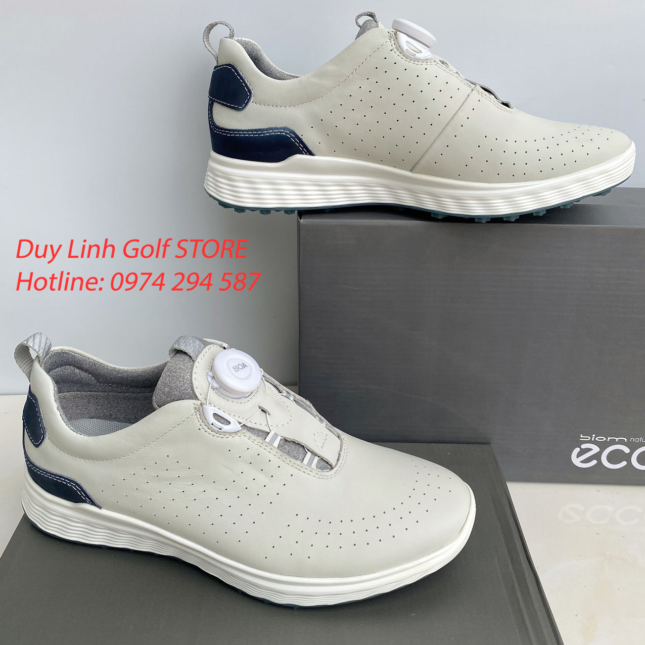 giày golf nam ecco nút vặn tiện lợi, chất liệu da PU cao cấp, không thấm nước, đi êm chân.. ecco golf shoes men. giày gôn