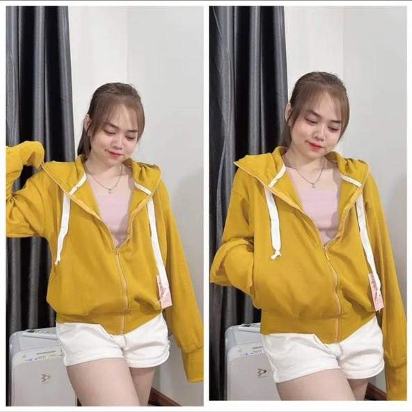 Áo khoát nỉ trơn from rộng nón to thời trang dễ thương