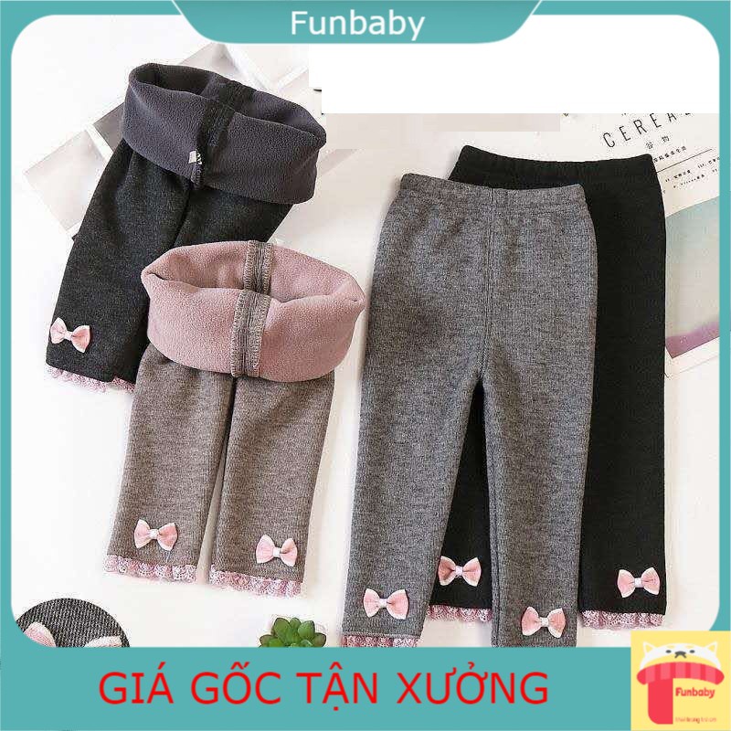 Quần legging lót lông bé gái 3-7 tuổi, quần nỉ cho bé dày dặn không bai xù