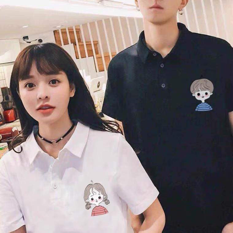 ÁO ĐÔI ĐEN, TRẮNG IN HÌNH DỄ THƯƠNG