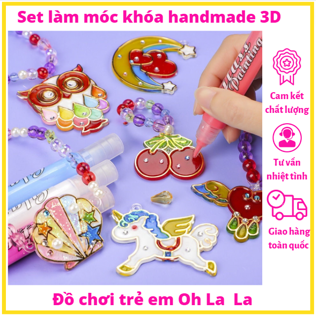 DIY kid 3D rhinestone keychain set toy (can be pendant, keychain, cute bracelet)