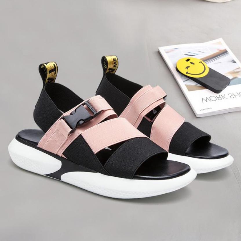 Sandal hai quai chéo khóa bấm hàn quốc - hai màu Đen và Hồng - TGS-0060 giá rẻ
