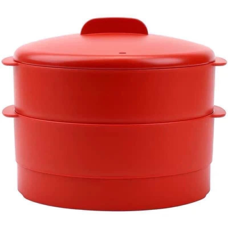Xửng hấp 2 tầng Tupperware màu đỏ Steam it