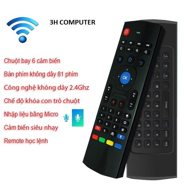 Chuột bay kiêm bàn phím MX3 Pro có hỗ trợ mic nói - Voice Search Siêu Nhạy dùng cho android tivi - có bàn phím và học lệnh hồng ngoại