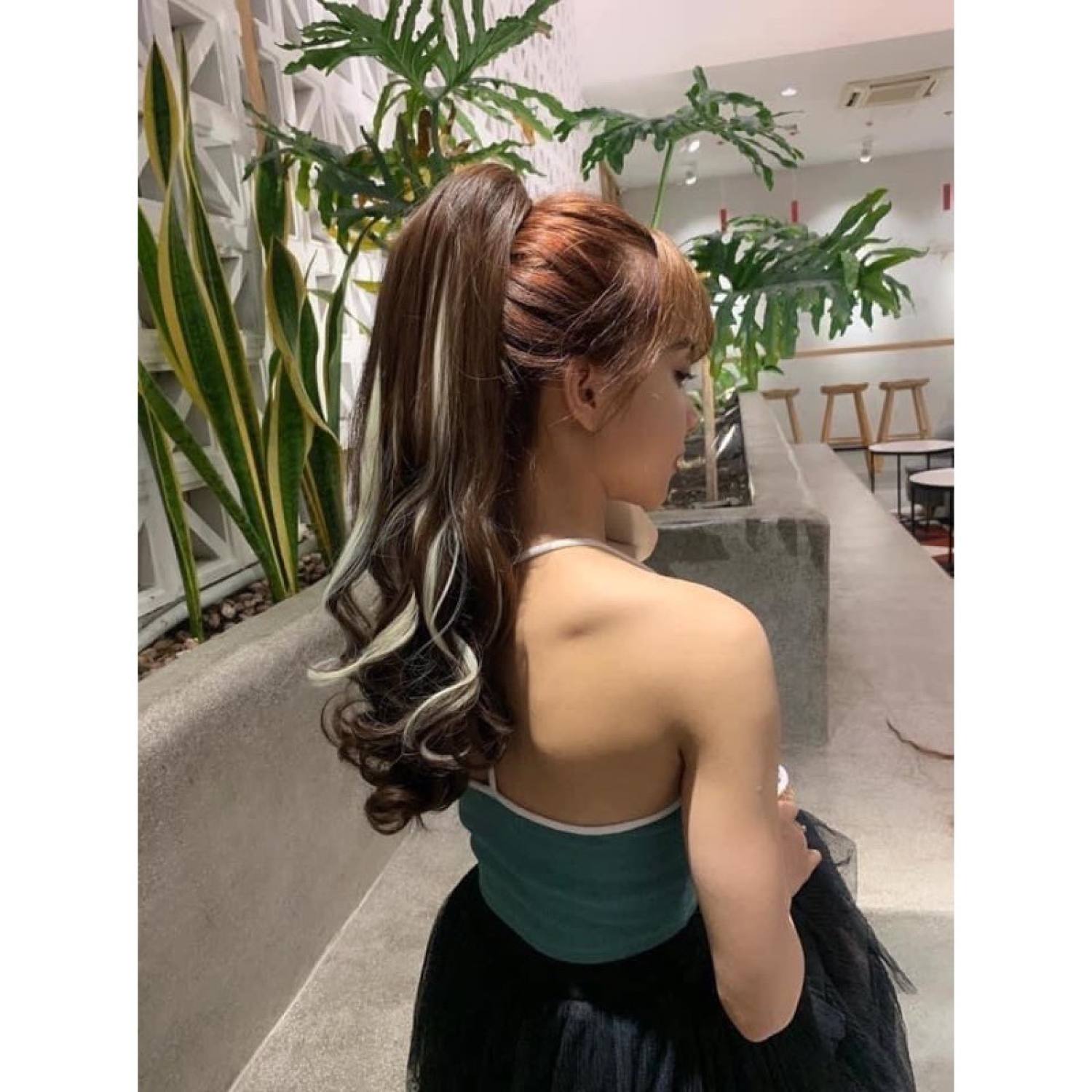 Tóc giả nữ🌸𝑭𝑹𝑬𝑬𝑺𝑯𝑰𝑷🌸Tóc ngoạm light trắng xoăn đuôi