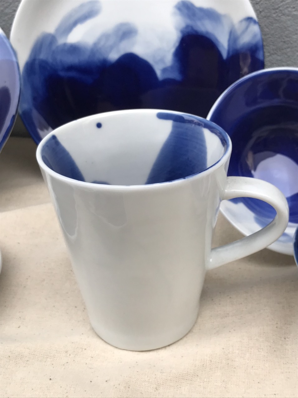 Bộ Bát Đĩa Gốm Sơn Loang Xanh Độc Đáo, Sang Trọng Và Tinh Tế, , Hàng Thủ Công Gốm Bát Tràng Cao Cấp