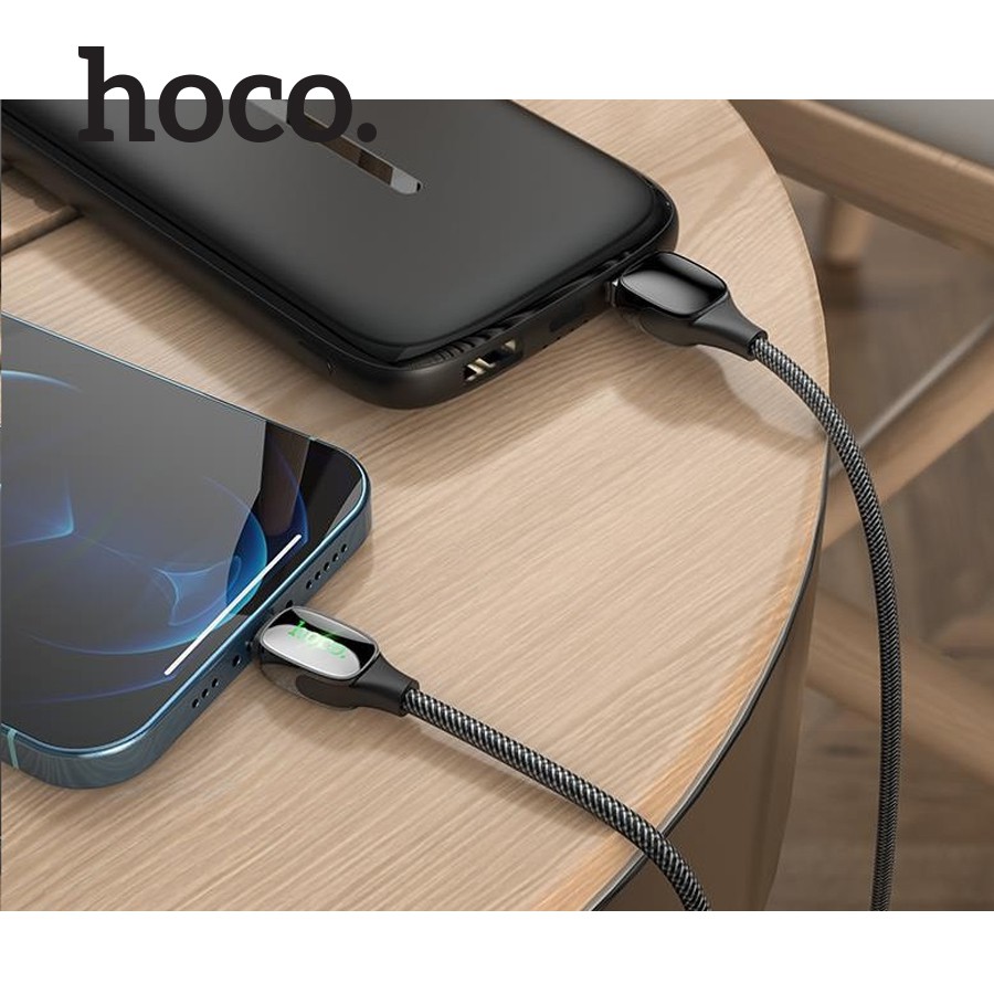 Cáp Tự Ngắt Có Đèn Báo Hoco DU05 Lightning dây bọc dù siêu bền