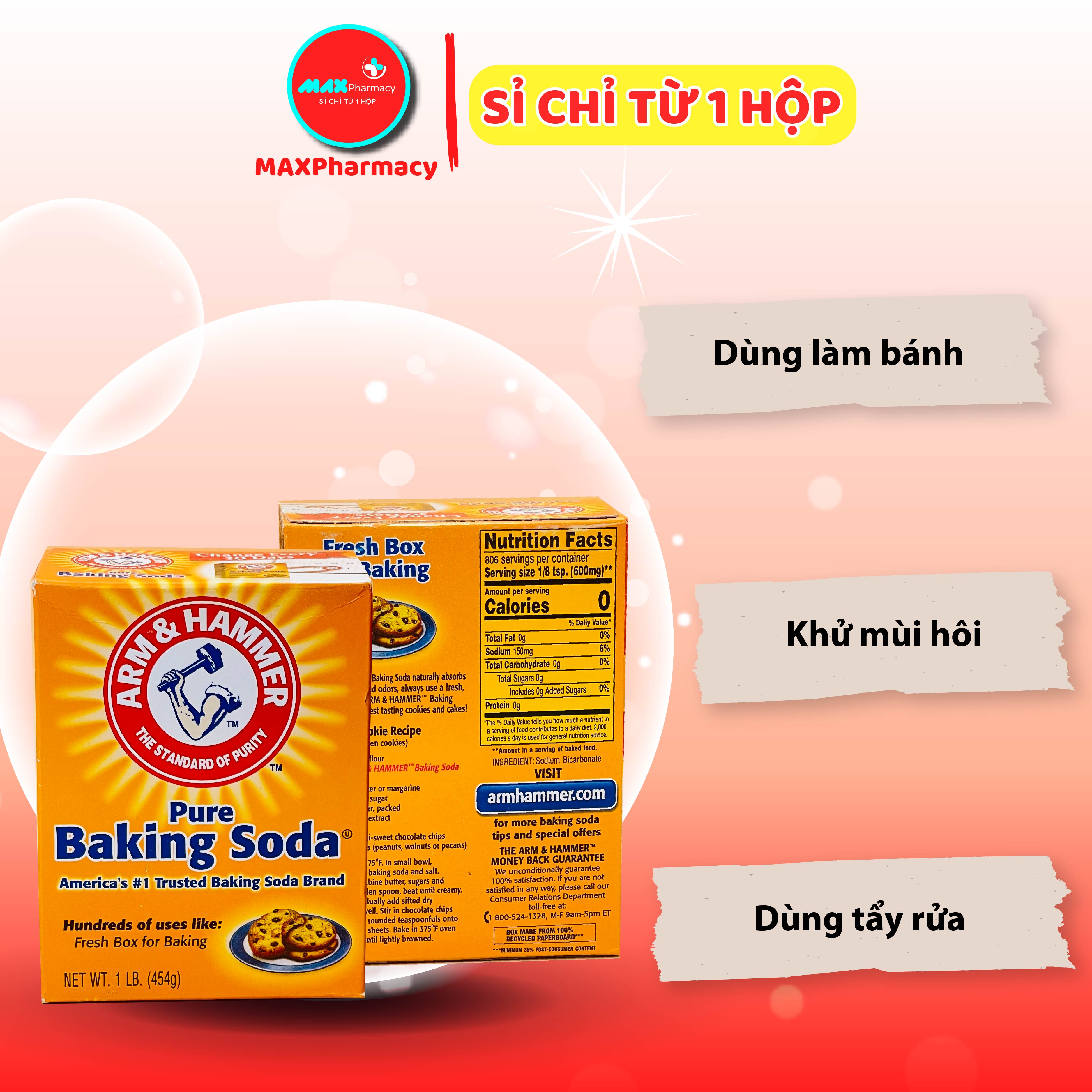 Bột Đa Dụng Pure BAKING SODA Arm & Hammer 454g - Maxpharmacy