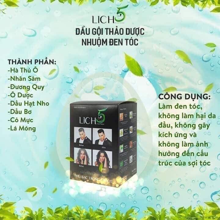 [cỏ cây hoa lá]  3 gói lich5  nhuộm đen tóc