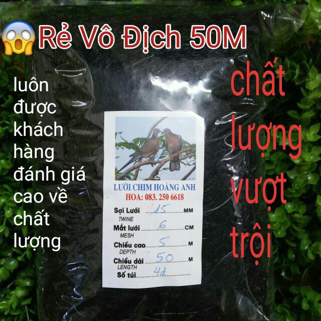 Lưới bẫy chim cu gáy 50m - 60m cao 5m