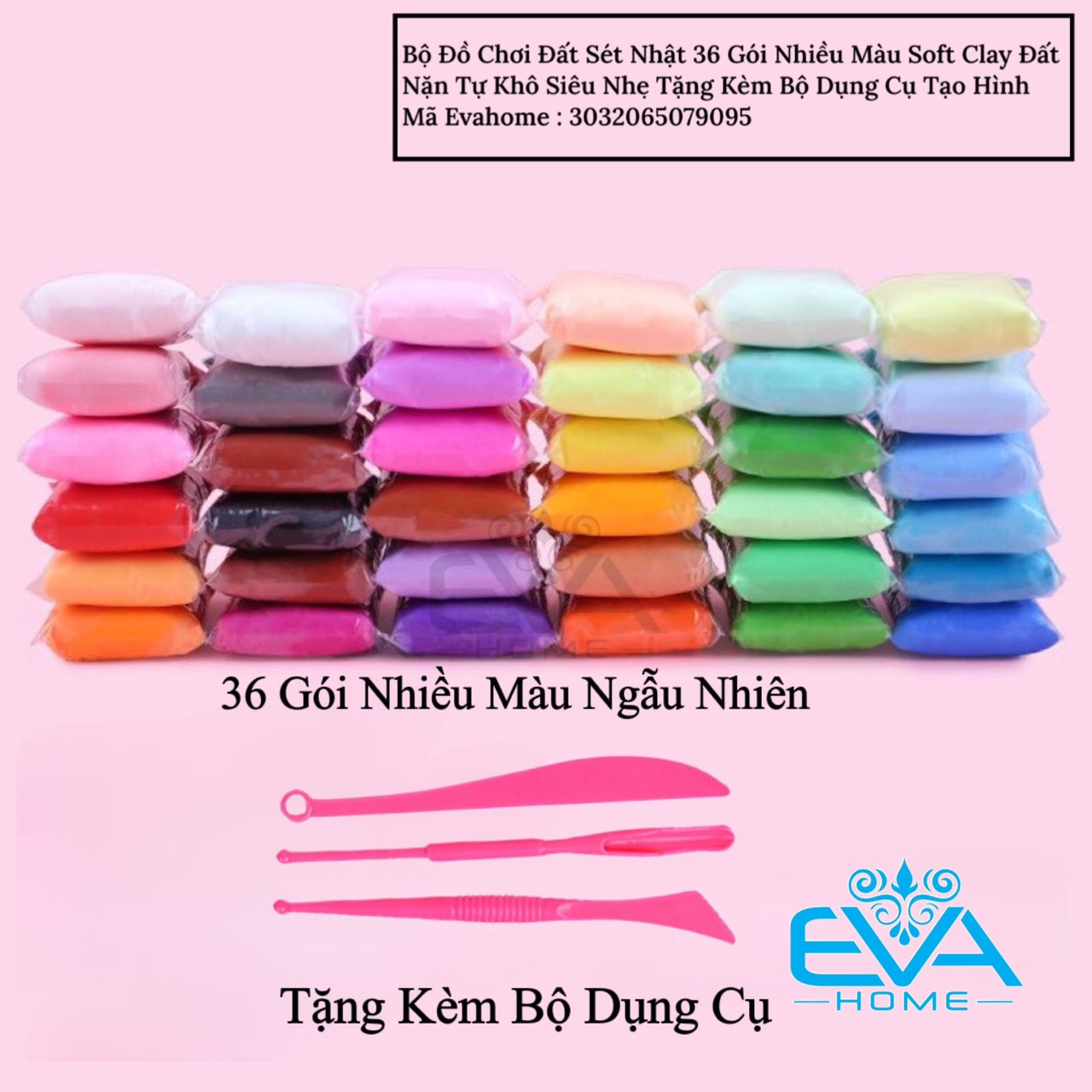 Bộ đồ chơi đất sét nhật 36 gói nhiều màu soft clay đất nặn tự khô siêu nhẹ tặng kèm bộ dụng cụ tạo hình