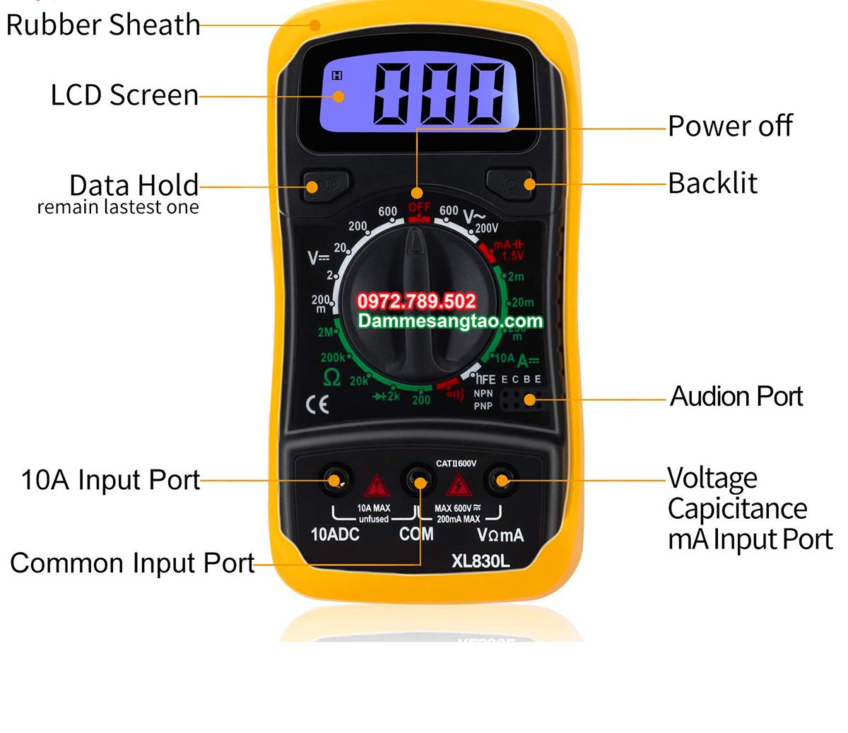 [HCM]Đồng Hồ Đo Vạn Năng XL830L (Vàng Đen)
