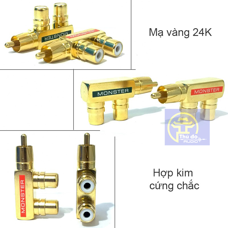 Bộ 2 Jack chia AV (RCA) 1 ra 2 Monster (chân ngang)