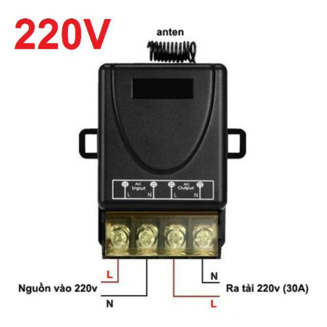 Công tắc RF 30A, 220V, 12V - 80V Bộ điều khiển từ xa công suất 3000W, RF 433 MHz học lệnh 4 chế độ. bật tắt không dây
