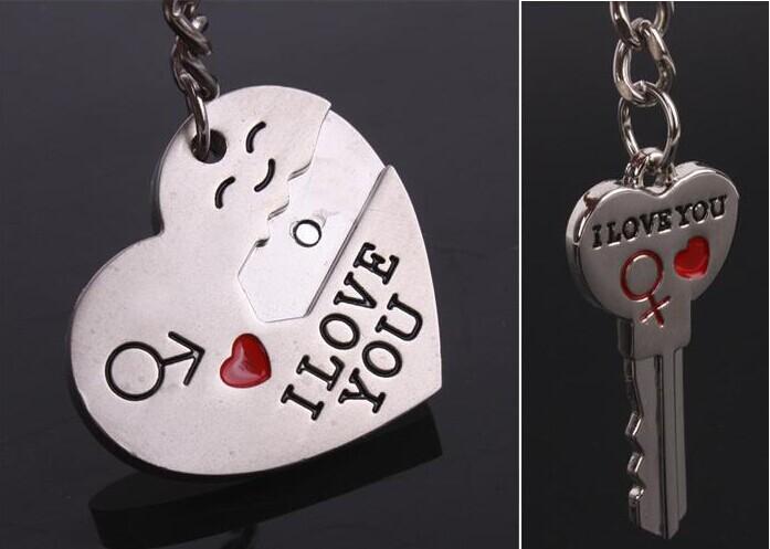 Móc chìa khóa hình I Love You,gắn kết,các bạn đang yêu nhau,mỗi người giữ 1 mãnh ghép inox