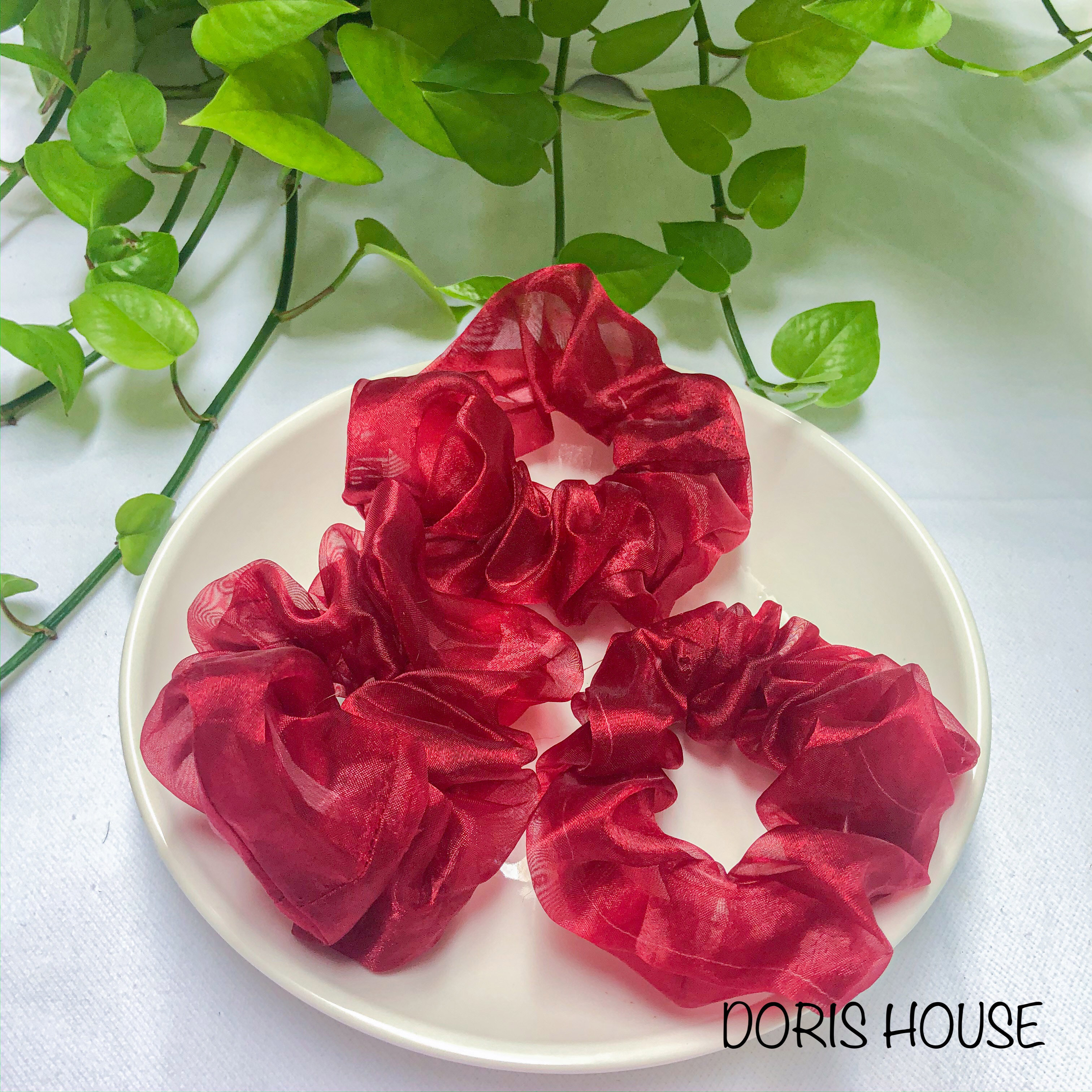 [HCM]Cột tóc Scrunchies Voan Kính xinh xắn