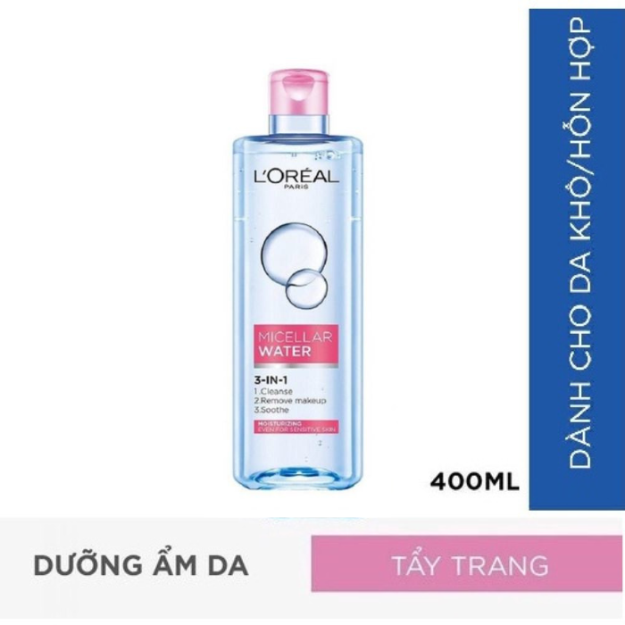 Nước tẩy trang Loreal Paris 3 in 1 Micellar Water 400ml Refreshing hồng / xanh sạch sâu / Tươi mát (xanh nhạt) / tím Lyo Shop