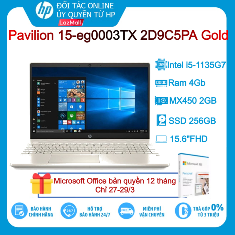 Bảng giá [VOUCHER 10% - TẶNG OFFICE 365 BẢN QUYỀN]Laptop HP Pavilion 15-eg0003TX 2D9C5PA Gold i5-1135G7 4GB 256GB 15.6FHD 2Gb Win10+Office Phong Vũ
