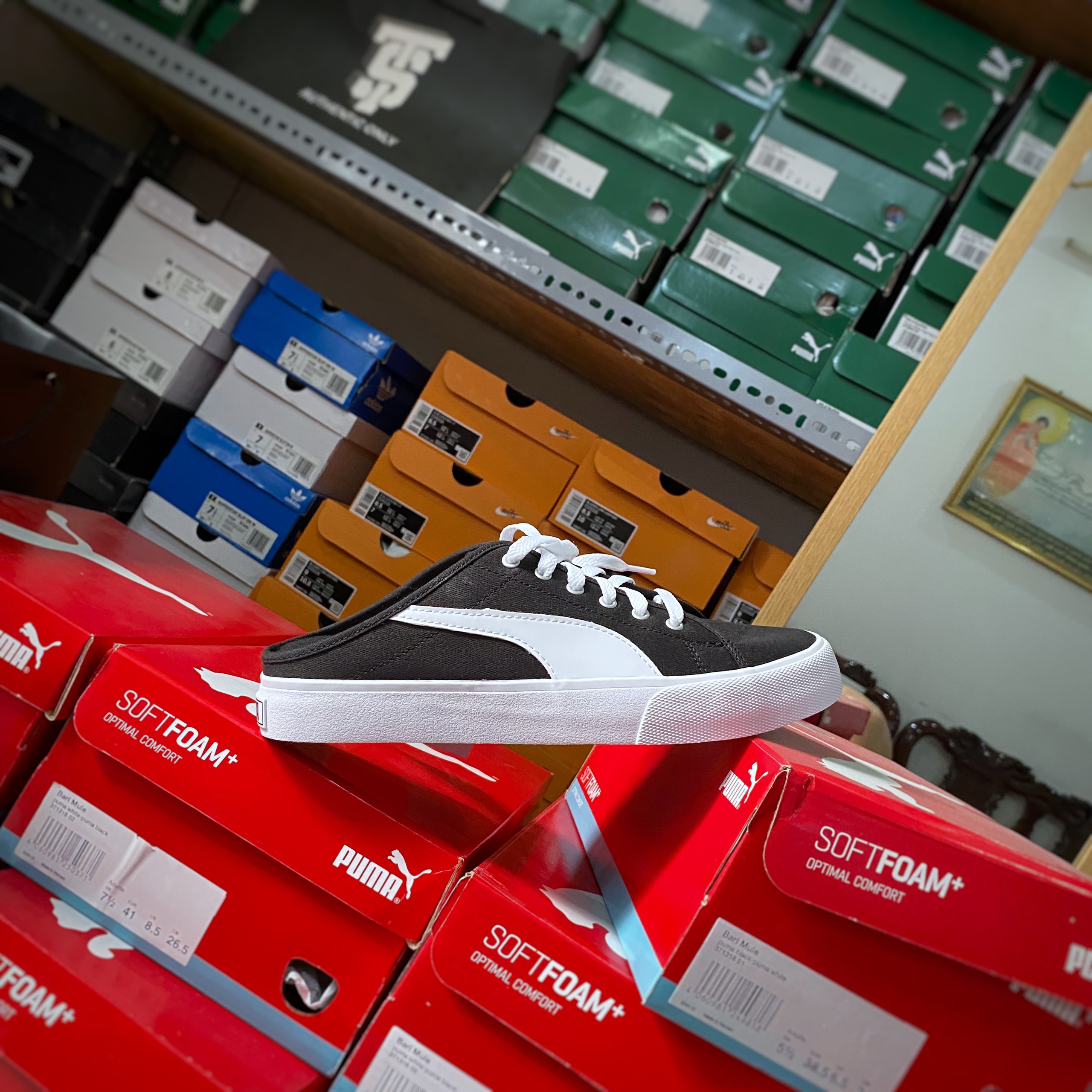 [CHÍNH HÃNG]Giày thể thao PUMA BARI MULE WHITE BLACK 371318 02