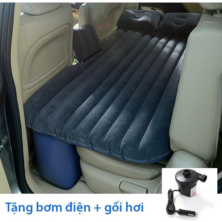 Đệm Hơi Ô Tô Loại Dày, Nhung Cao Cấp Kèm Sẵn Bơm Điện, Gối Và Bộ Vá Dự Phòng Giường Hơi Ô Tô